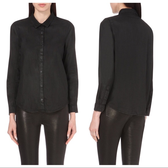 The Kooples Tops - Kooples black waxed denim LS button down shirt
